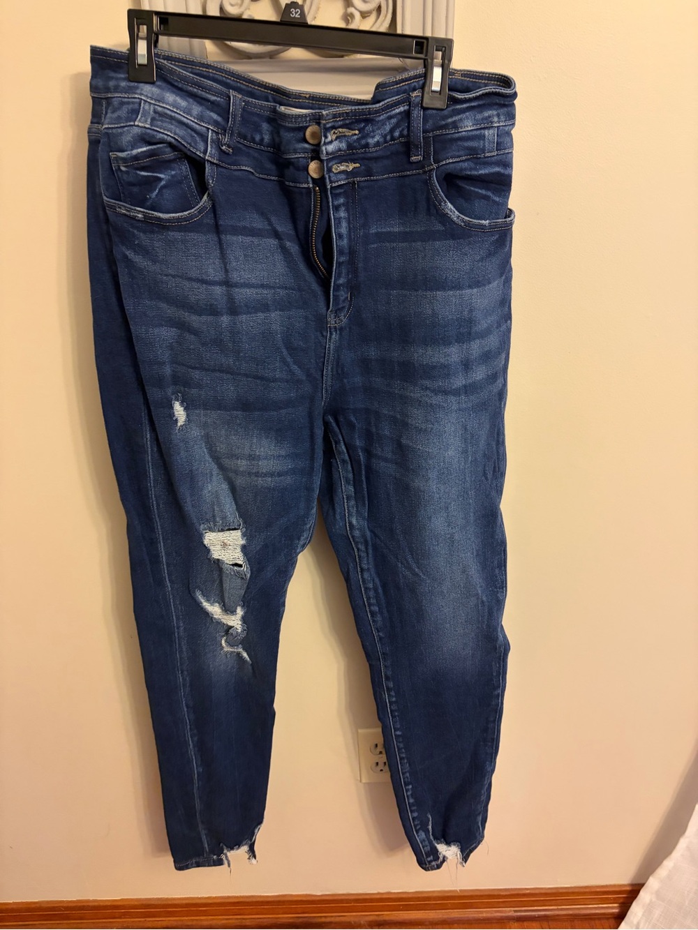 KanCan Dark Blue Distressed Boyfriend Jeans